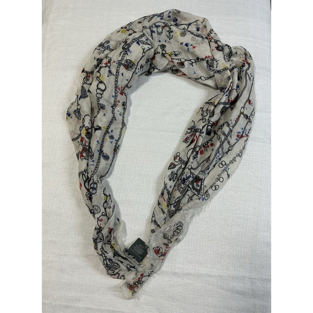 Alexander McQueen Luxury Scarf White Skull Jewelry Charm Print Wrap
